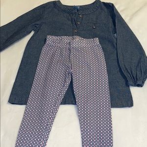 Carter’s jean top and leggings outfit